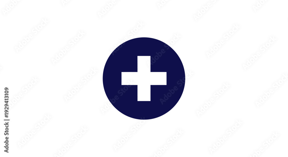Obraz premium White Medical Cross on Blue Circle.