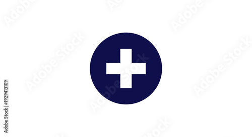 White Medical Cross on Blue Circle.