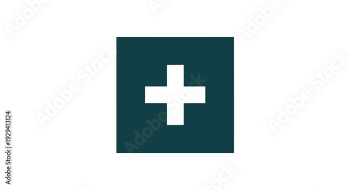 White Medical Cross Symbol on Dark Background.