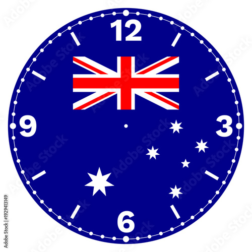 Australia Flag Clock Face Design - Patriotic Australian Watch Dial with Text