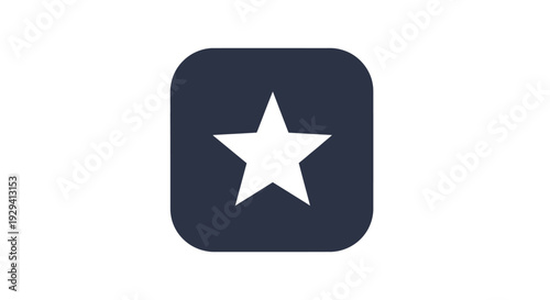 White Star Icon on Dark Blue Background.