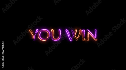 YOU WIN text animation business banner offer poster template shop signboard marketing announcement on black background