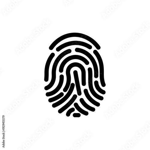 Fingerprint Icon Black Silhouette Design Element.