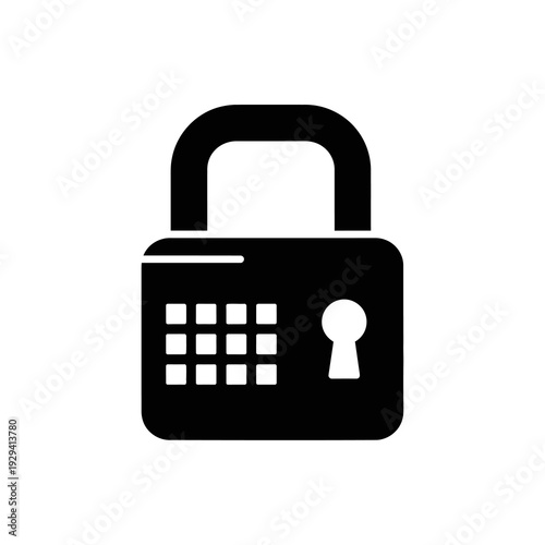 Black Padlock with Keyhole and Keypad.
