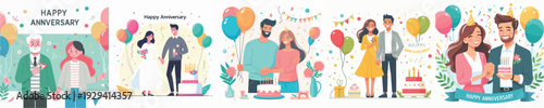 Vector of couple celebrate anniversary
