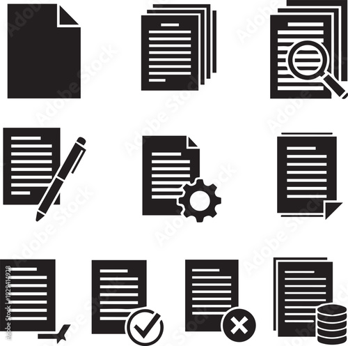 Set of 10 document icons vector