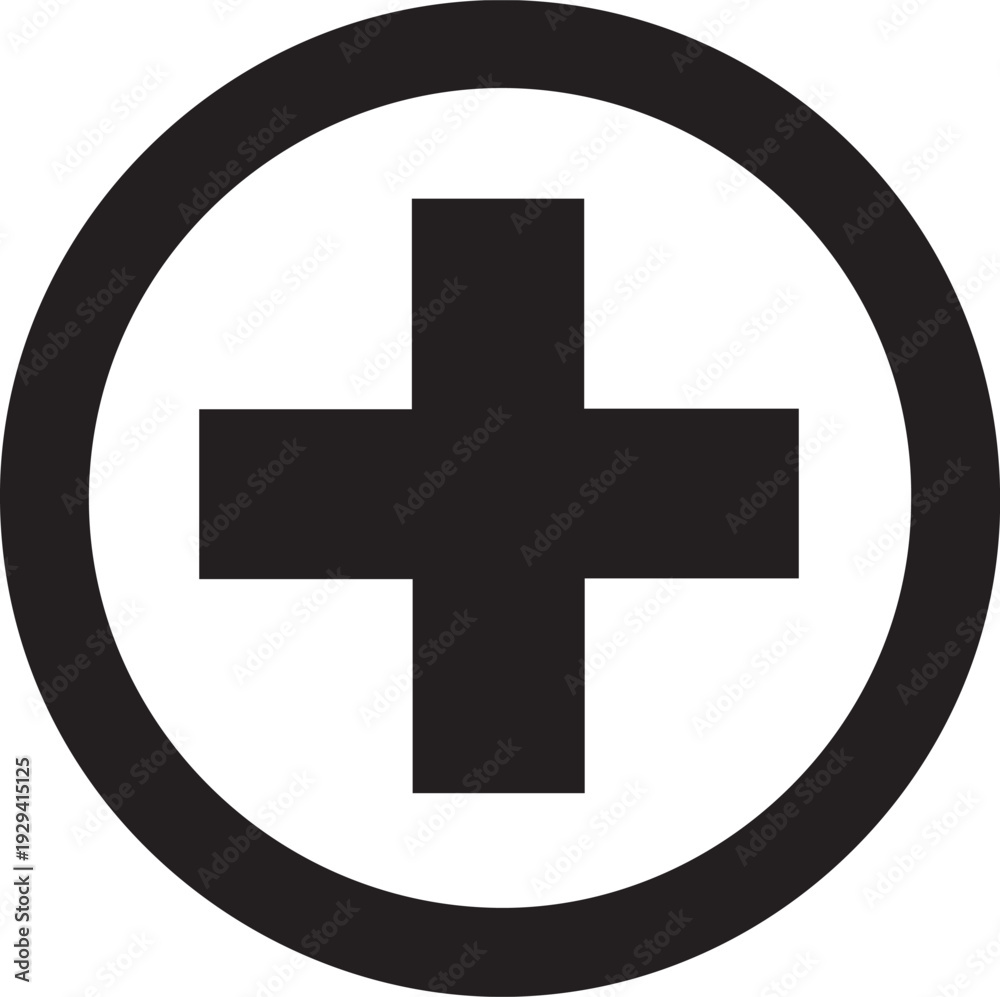 Obraz premium Black medical cross icon vector