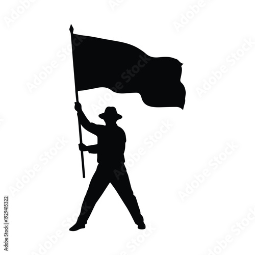 Man holding black flag in protest or demonstration