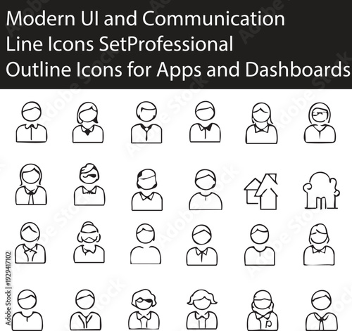 A creative vector illustration design featuring a set of social network and business icons including people avatars, professional team symbols, and user communication graphics for diverse work groups