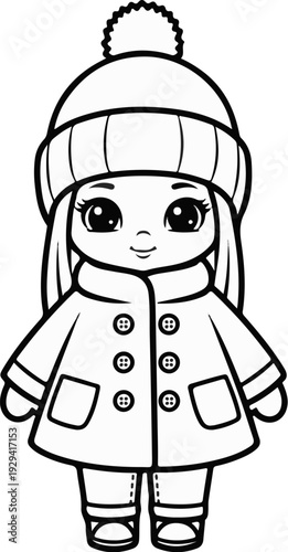 Cartoon drawing of a young child dressed warmly for winter