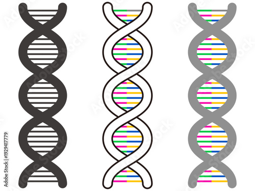 遺伝子DNAの螺旋構造のイラスト素材セット3