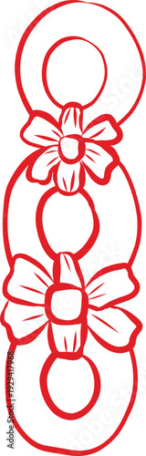 vector element, bagels, bows, outline, rustic style, a la Rus, Slavic style, decorative element