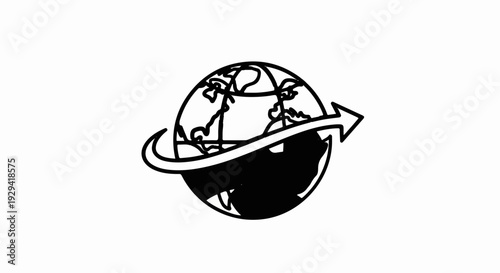 Global movement concept a globe with an arrow indicating direction and motion
