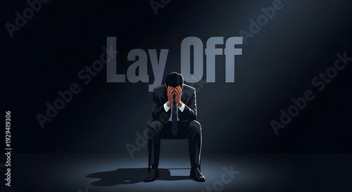 Stressed Employee Worried About Layoff and AI Impact – Job Loss and Economic Crisis Concept
