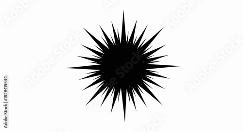 Black spiky abstract shape on a white background