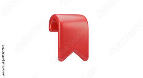 Red 3 D bookmark tab isolated on a transparent background