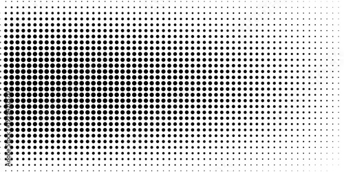 Set of halftone dots gradient pattern texture isolated on white background. Straight dotted spots using halftone circle dot raster texture. Vector blot half tone collection.