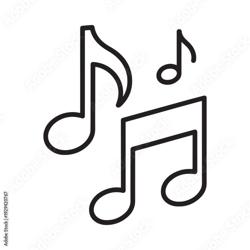 Simple black and white line drawing depicting three musical notes