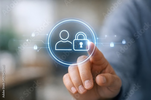 User Account Security and Privacy Protection with Digital Lock Icon