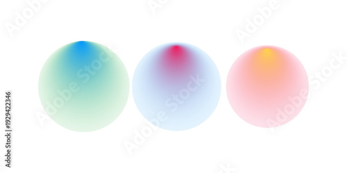 Set color circle gradient noise gradation. Abstract colorful watercolor blur mesh on isolated transparent background. Circle shape png.