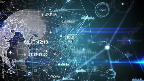 Animation of network of connections and digital data processing over digital smile