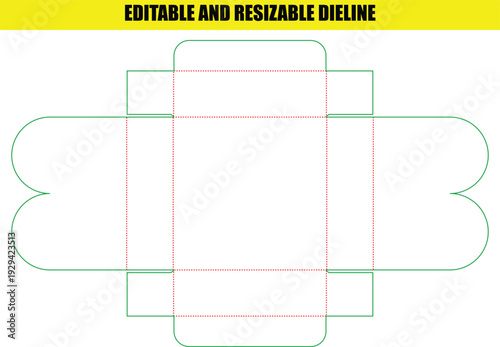 Customizable heart flap gift box die line template for unique product packaging and elegant presentations