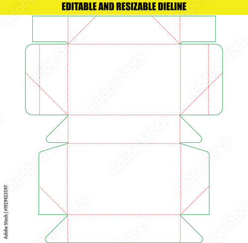 Versatile reverse tuck end folding box die line template for secure product packaging and retail presentation