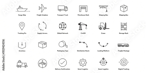 Logistics and Shipping Icons A Comprehensive Collection of Transportation and Delivery Symbols