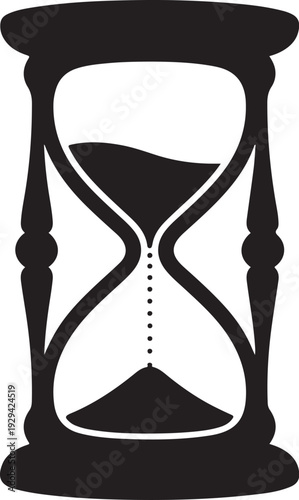 Black hourglass with white background sand timer symbol