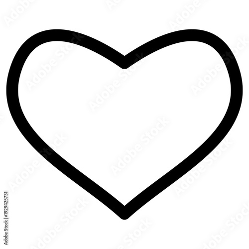 Minimalist Black Heart Line Icon Isolated on White Background
