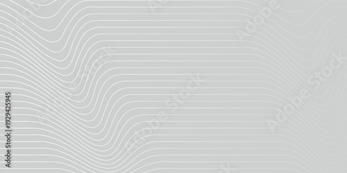 Minimalist background with wavy lines on a light gray background. The gray color and smooth texture create a calming effect. Modern wavy line pattern background. Gray background vector.