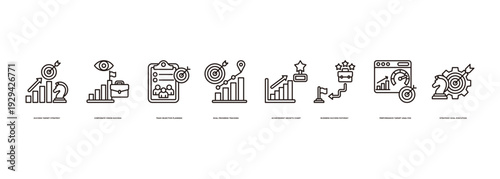 Goal Progress Business Goal Achievement Banner Illustration Integrating Success Target Strategy, Corporate Vision Success, Team Objective Planning, Goal Progress Tracking and Achievement Growth Chart