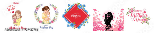 A collection of illustrations for mother's day and mother's day.