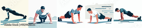 Vector of man push up