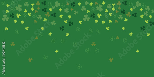 St patrick's day green background with shamrock and leprechaun gold coins lucky emerald celebration