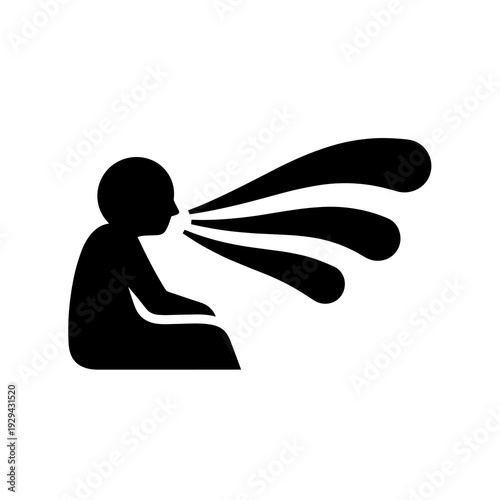 Person Spreading Germs by Coughing – Silhouette Figure Sitting, Spreading Disease, Illness Awareness Graphic, Healthcare Concept. Contagious Infection Prevention Image. Epidemic Spreading, Medical Awa