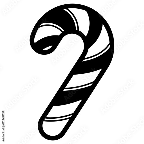 Festive Candy Cane Delight: Holiday Treat Illustration with Striped Pattern, Isolated on White Background, Nostalgic Design Perfect for Christmas Greetings, Seasonal Promotions, Sweet Indulgence, Trad