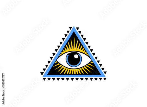 All Seeing Eye of Providence Vector Illustration – Masonic Symbol in Triangle with Sunburst