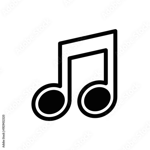 Elegant Music Note Icon Symbolizing Artistic Expression and Audio, A Digital Illustration for Musical Harmony, Melodic Composition, Performance, Entertainment, Black and White, Design Element, Concert