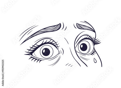 Scared Eyes Vector Illustration – Expressive Cartoon Eyes with Fear and Shock Expression