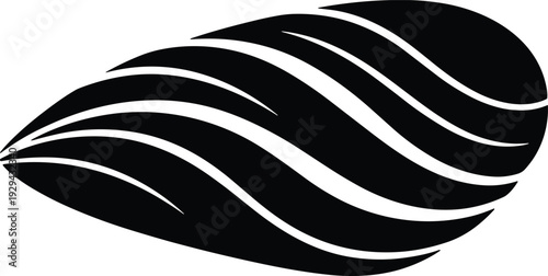 Abstract Seashell Silhouette Illustration with Flowing Decorative Lines Representing Marine Nature Element, Ocean Symbol and Coastal Design Concept