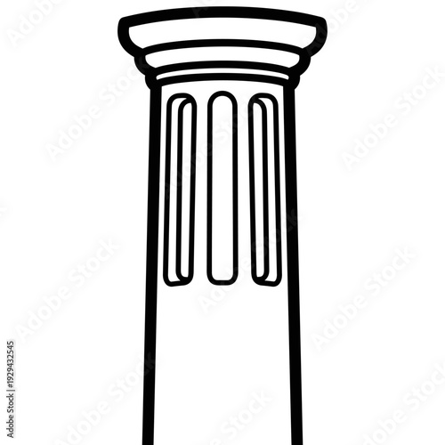 Doric Column Silhouette Standing Tall: Ancient Architectural Order Drawing, Old Stone Pillar Isolated, Building Structure Lineart, Temple Support Symbol - Classic Heritage Iconography, Timeless Struct