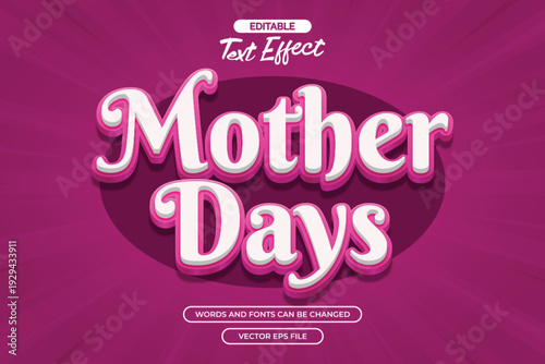 Mother days editable text effect with 3d text style