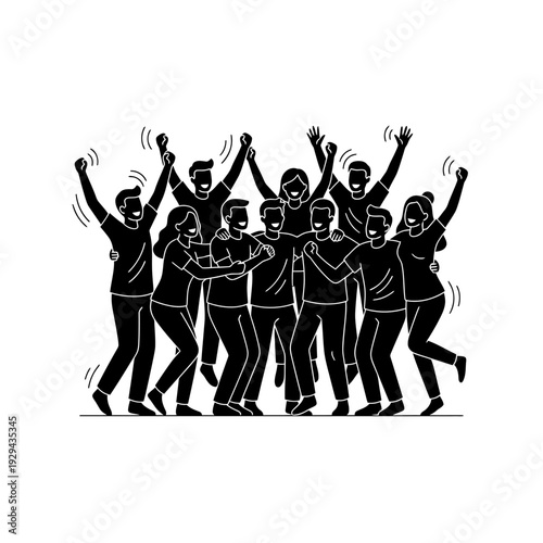 Diverse Sports Fan Group Cheering Silhouette