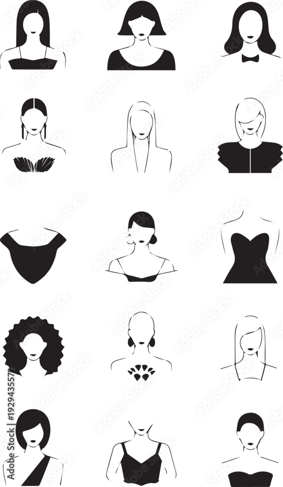 Obraz premium women style icons set white background