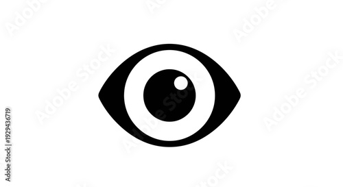 Black and White Eye Icon Illustration.