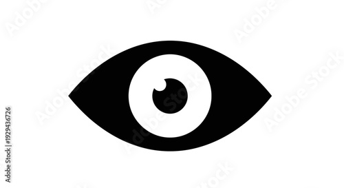 Black and White Eye Icon Illustration.
