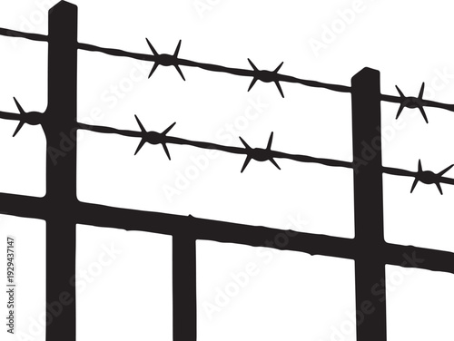  Barbed Wire Fence for Security silhouette vector