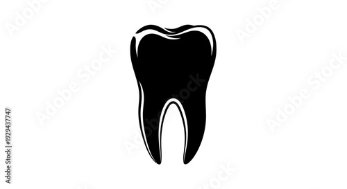 Black Silhouette of a Molar Tooth.