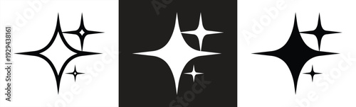 Sparkling star icons in flat style. Artificial Intelligence symbol. Ai generated, Digital brain, media, multimedia, buttons, folder, doc element for app, website, interface signs vector illustration